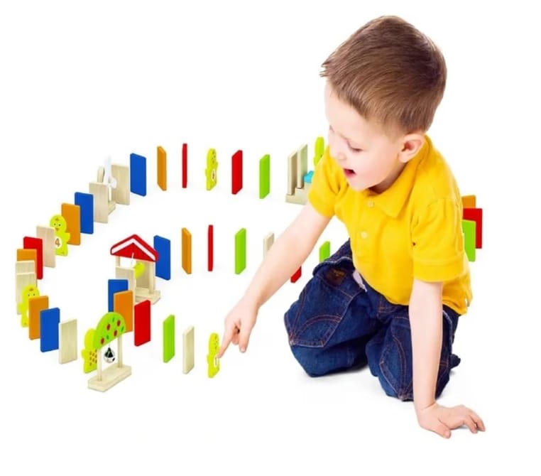 VIGA Domino Educativo in Legno – 116 Pezzi Montessori