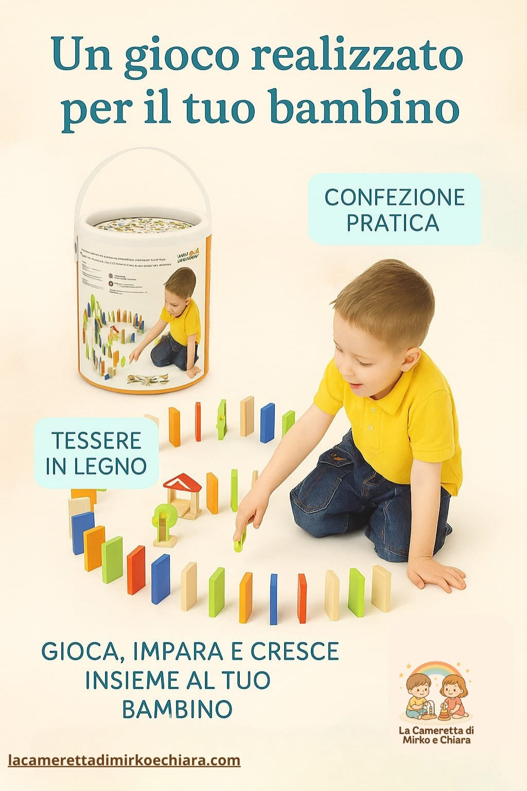 VIGA Domino Educativo in Legno – 116 Pezzi Montessori